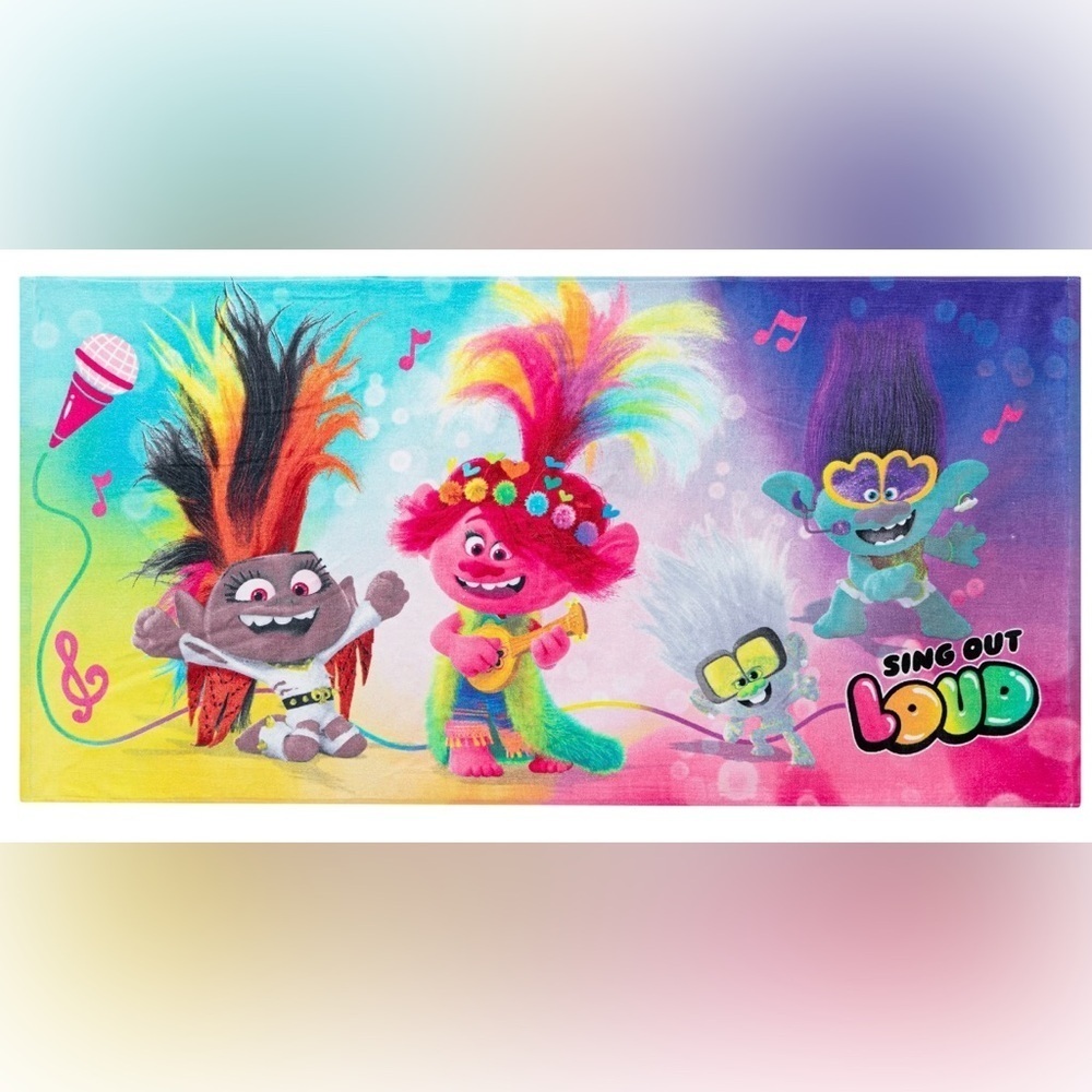 NWT Trolls Colorful Character Beach Towel - Picture 5 of 5